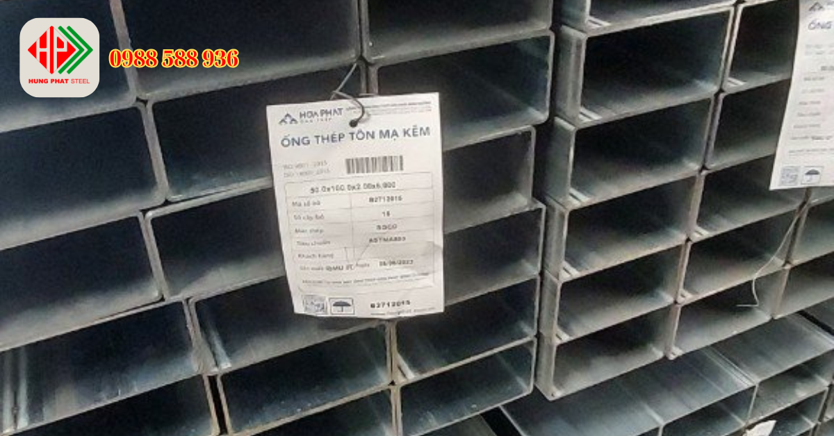 Thép hộp mạ kẽm 50x100