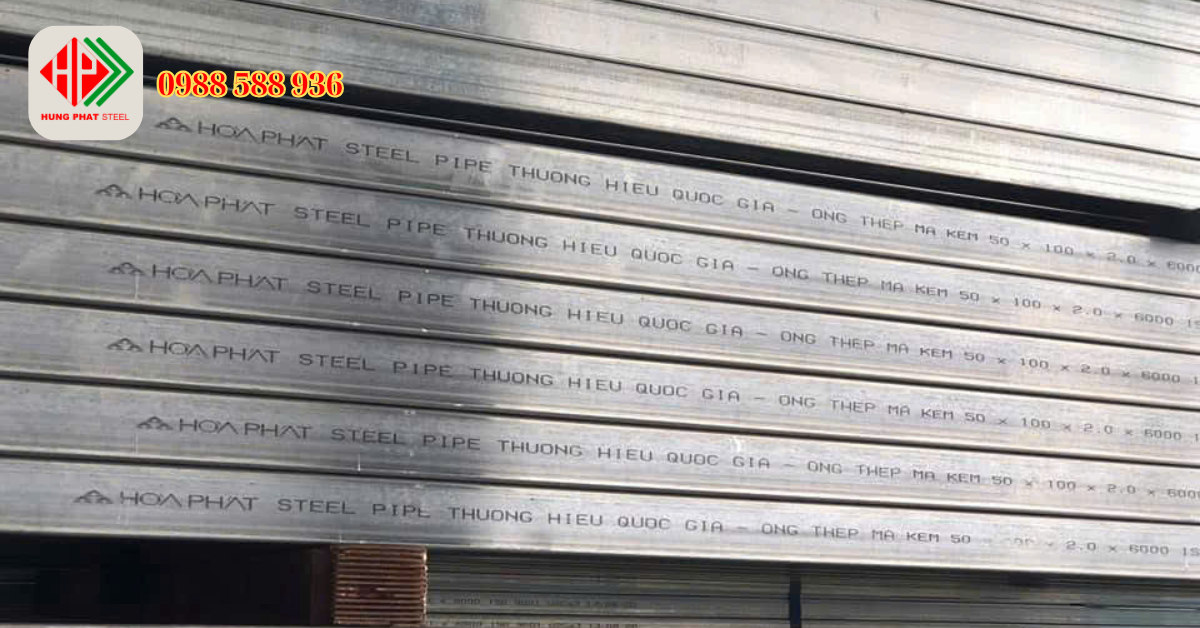 Thép hộp mạ kẽm 50x100